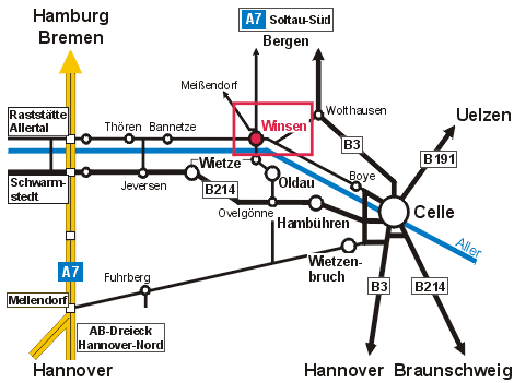 Straßenkarte Celle-Winsen